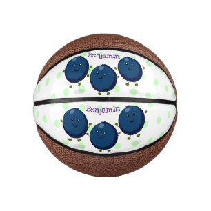 Cute happy blueberries purple cartoon illustration mini basketball