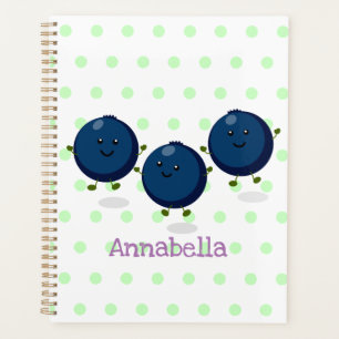 Cute happy blueberries purple cartoon illustration planner