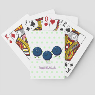 Cute happy blueberries purple cartoon illustration playing cards