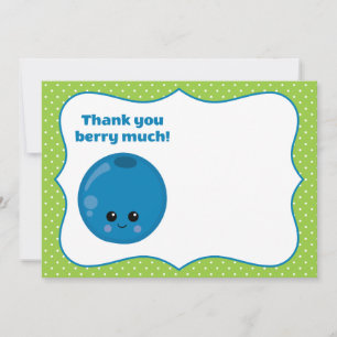 Cute Happy Blueberry Thank You Berry Much Card