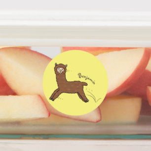 Cute happy brown alpaca cartoon