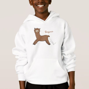 Cute happy brown alpaca cartoon