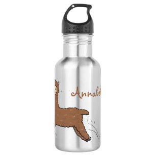 Cute happy brown alpaca cartoon 532 ml water bottle