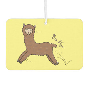 Cute happy brown alpaca cartoon  air freshener