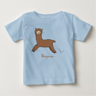 Cute happy brown alpaca cartoon baby T-Shirt