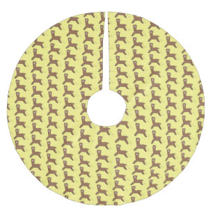 Cute happy brown alpaca cartoon brushed polyester tree skirt