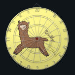Cute happy brown alpaca cartoon dartboard<br><div class="desc">This cute brown alpaca button is drawn in adorable fun cartoon style. Happy and bright!</div>