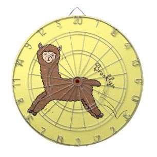 Cute happy brown alpaca cartoon dartboard