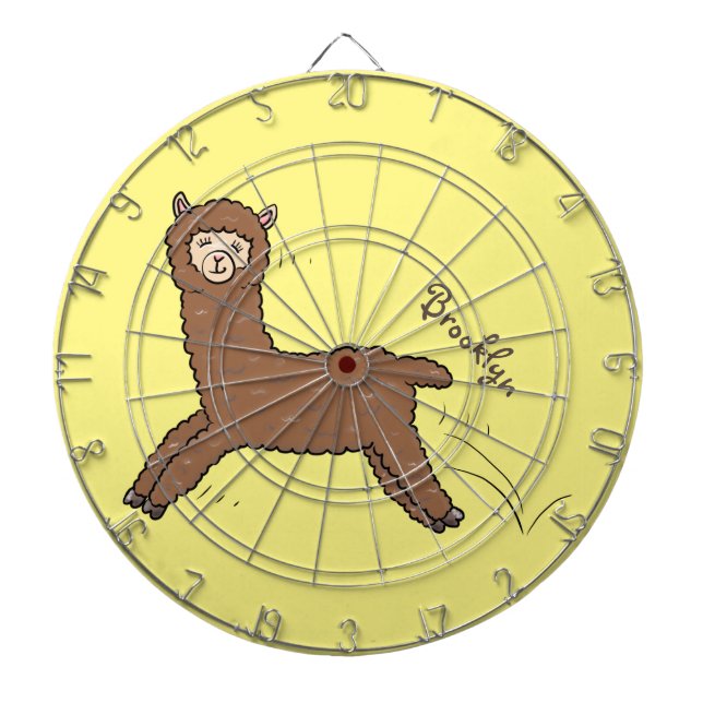 Cute happy brown alpaca cartoon dartboard (Front)
