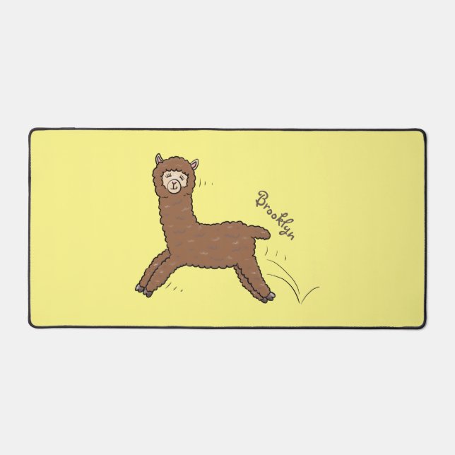 Cute happy brown alpaca cartoon desk mat (Front)