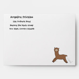 Cute happy brown alpaca cartoon envelope