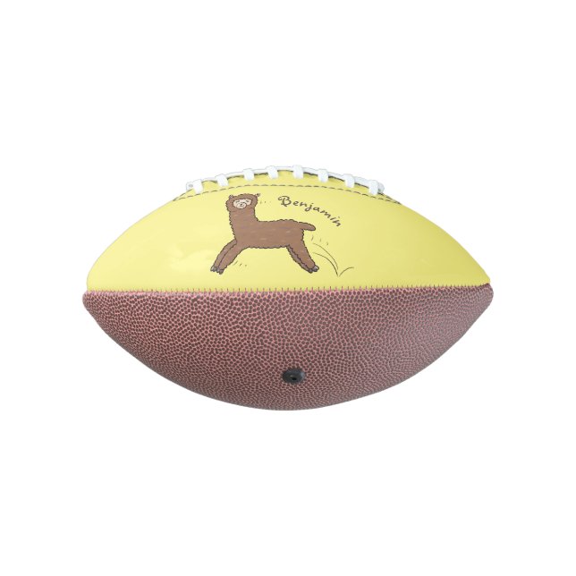Cute happy brown alpaca cartoon football (Rotated 270)