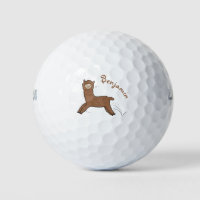 Cute happy brown alpaca cartoon