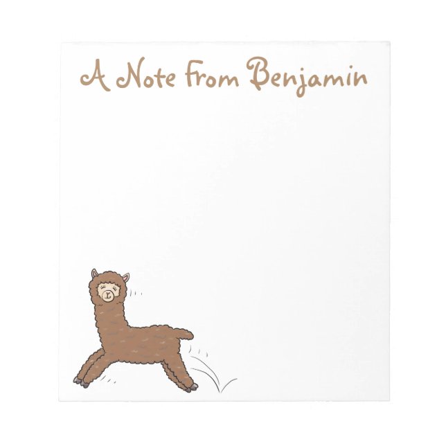 Cute happy brown alpaca cartoon notepad (Front)