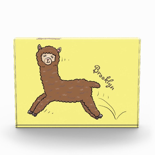 Cute happy brown alpaca cartoon photo block (Front)