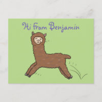 Cute happy brown alpaca cartoon