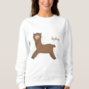 Cute happy brown alpaca cartoon sweatshirt