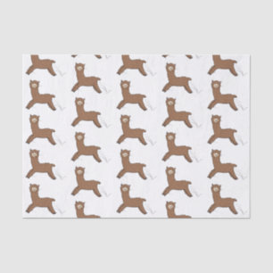 Cute happy brown alpaca cartoon tissue paper