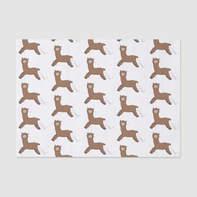 Cute happy brown alpaca cartoon tissue paper (Front)