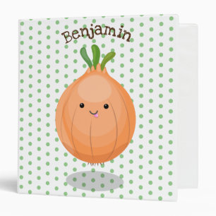 Cute happy brown onion green cartoon illustration binder
