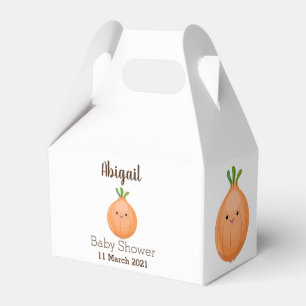 Cute happy brown onion green cartoon illustration favor box