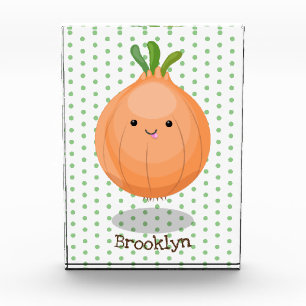 Cute happy brown onion green cartoon illustration photo block