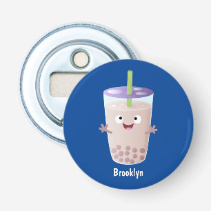 Cute happy bubble tea boba cartoon character bottle opener