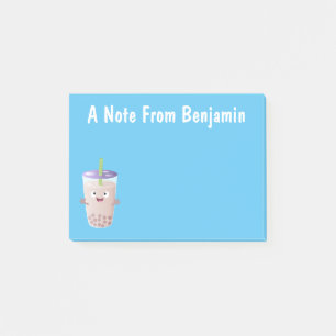 Cute happy bubble tea boba cartoon character  post-it notes