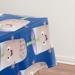 Cute happy bubble tea boba cartoon character tablecloth