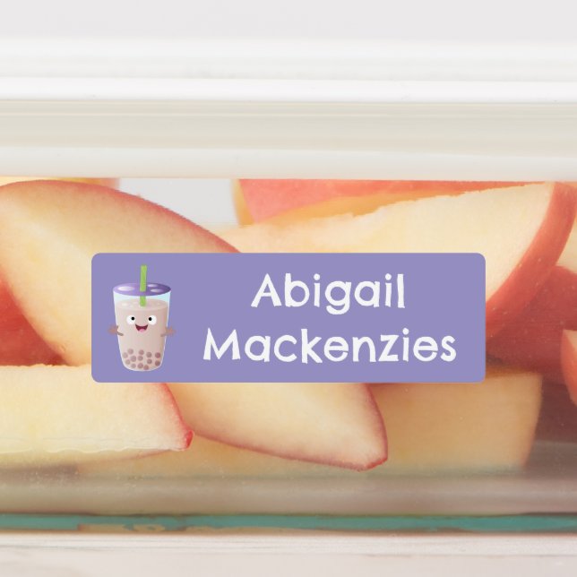 Cute happy bubble tea boba cartoon personalized (Affixed)