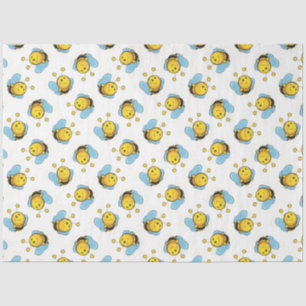 Cute happy bumble bee pattern white tissue paper