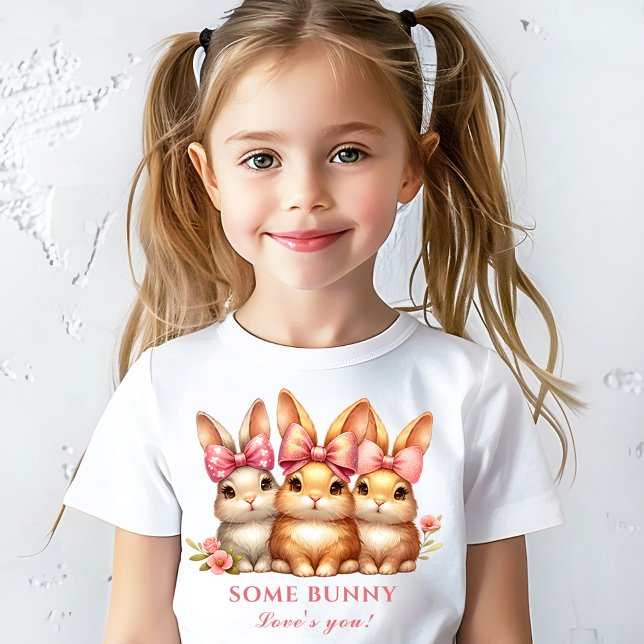 Cute Happy Bunny Kids Girl Watercolor Easter  T-Shirt (Cute Happy Bunny Kids Girl Watercolor Easter T-Shirt)