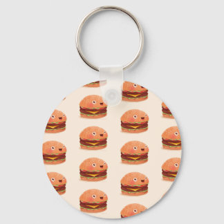 CUTE HAPPY BURGERS 2.25" Basic Button Keychain