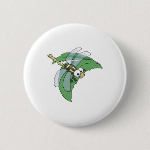 cute happy butterfly on leaf 2 inch round button