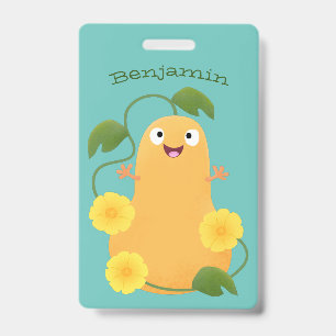 Cute happy butternut pumpkin gourd cartoon badge