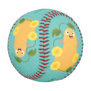 Cute happy butternut pumpkin gourd cartoon baseball