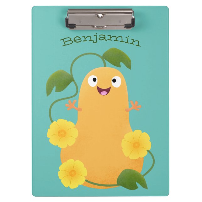 Cute happy butternut pumpkin gourd cartoon clipboard (Front)