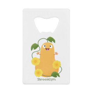 Cute happy butternut pumpkin gourd cartoon credit card bottle opener