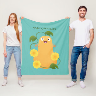 Cute happy butternut pumpkin gourd cartoon fleece blanket