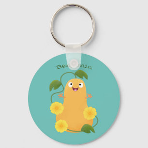 Cute happy butternut pumpkin gourd cartoon keychain