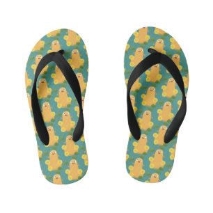 Cute happy butternut pumpkin gourd cartoon kid's flip flops