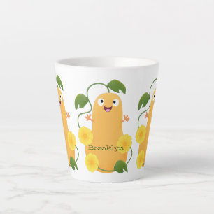 Cute happy butternut pumpkin gourd cartoon latte mug