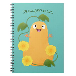 Cute happy butternut pumpkin gourd cartoon notebook