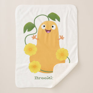 Cute happy butternut pumpkin gourd cartoon  sherpa blanket