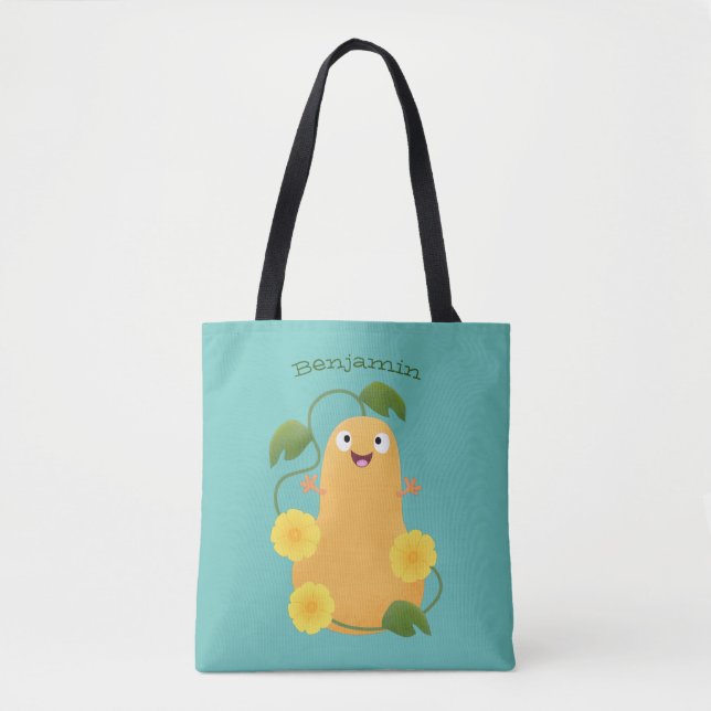 Cute happy butternut pumpkin gourd cartoon tote bag (Front)