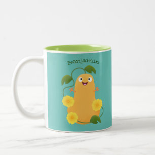 Cute happy butternut pumpkin gourd cartoon Two-Tone coffee mug