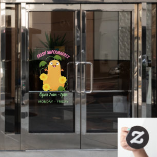 Cute happy butternut pumpkin gourd cartoon window cling