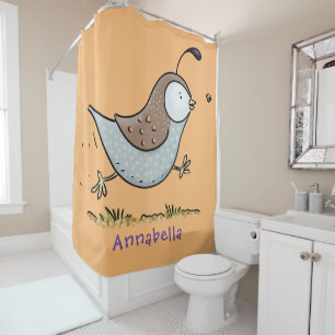 Cute happy californian quail cartoon illustration