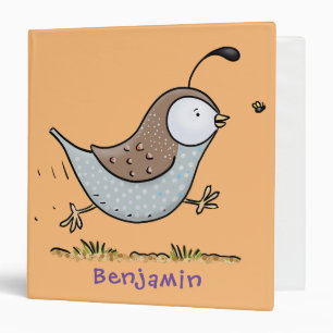 Cute happy californian quail cartoon illustration binder