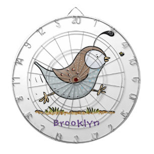 Cute happy californian quail cartoon illustration dartboard